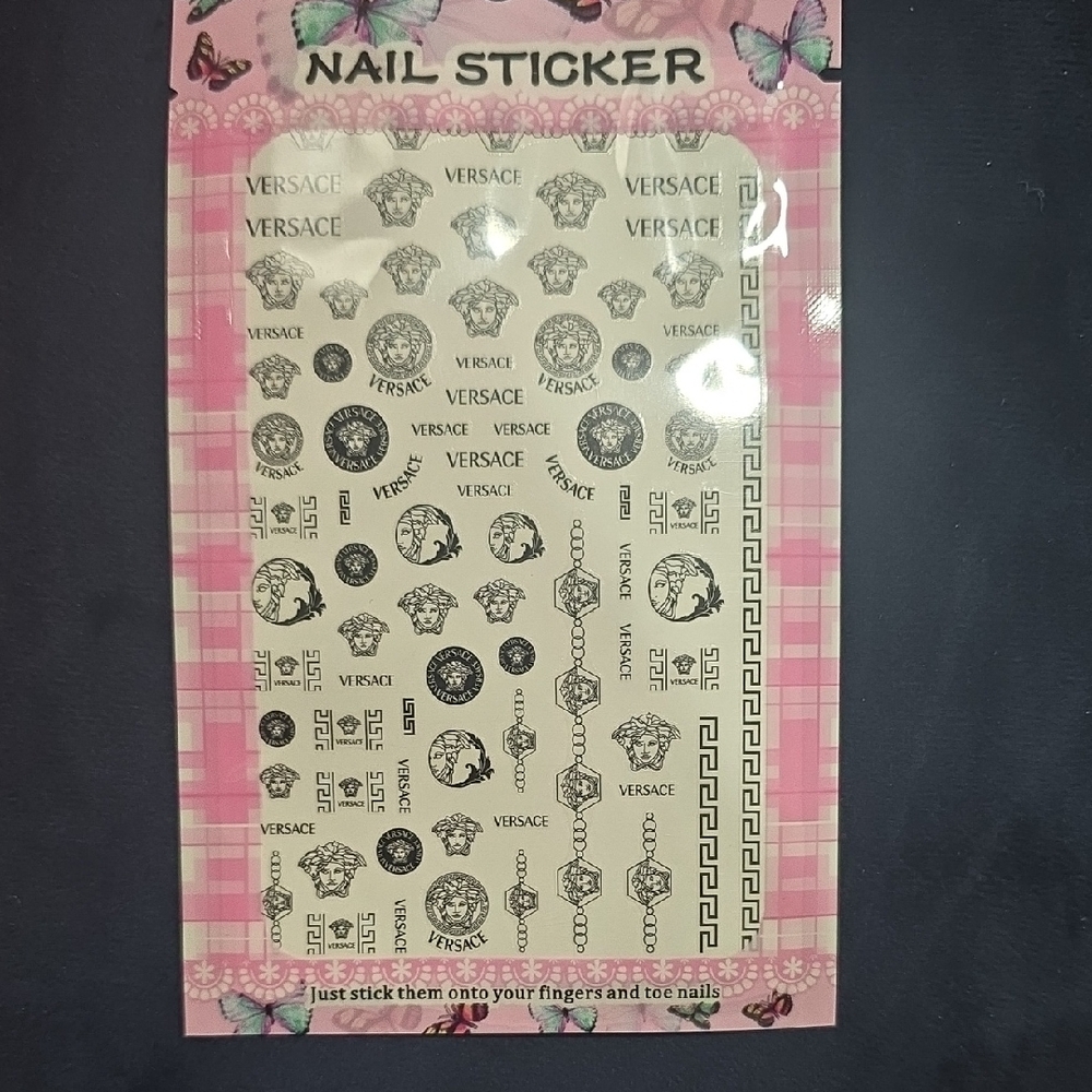 Versace Nail Art Stickers in Black and White